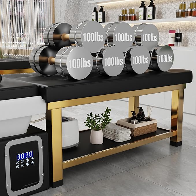 Olela Head Spa Bed, Head Spa Equipment with Water Circulation & Steam Fumigation, Spa Shampoo Bed with ABS Basin, Professional Massage Table with PU Leather for Barbershop, Salon, Massage