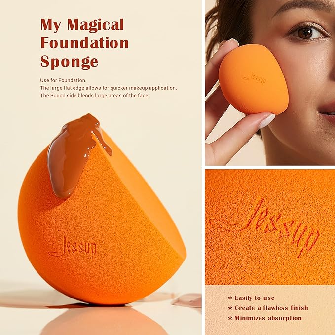 Jessup Makeup Sponge Set, 3pcs Make up Sponges for Face Soft Beauty Sponges Foundation Sponge Makeup Blender Concealer Sponge, SP013