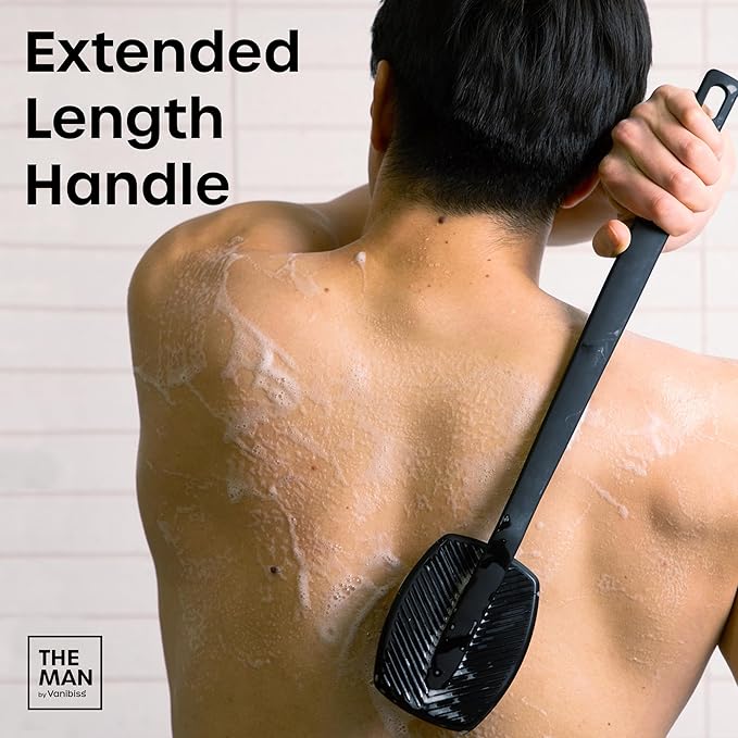 The Man Silicone Face Scrubber for Men, Flex Face Brush for Men, Removes Dead & Dry Skin, Shower Facial Cleansing Brush (Back Scrubber)