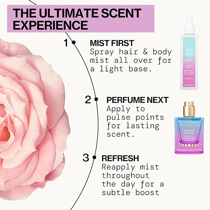 Pacifica Hair Perfume & Body Fragrance Spray Mist - Dream Moon with Vanilla, Almond & Spices – Alcohol-Free, Vegan & Cruelty-Free, 6.5 oz