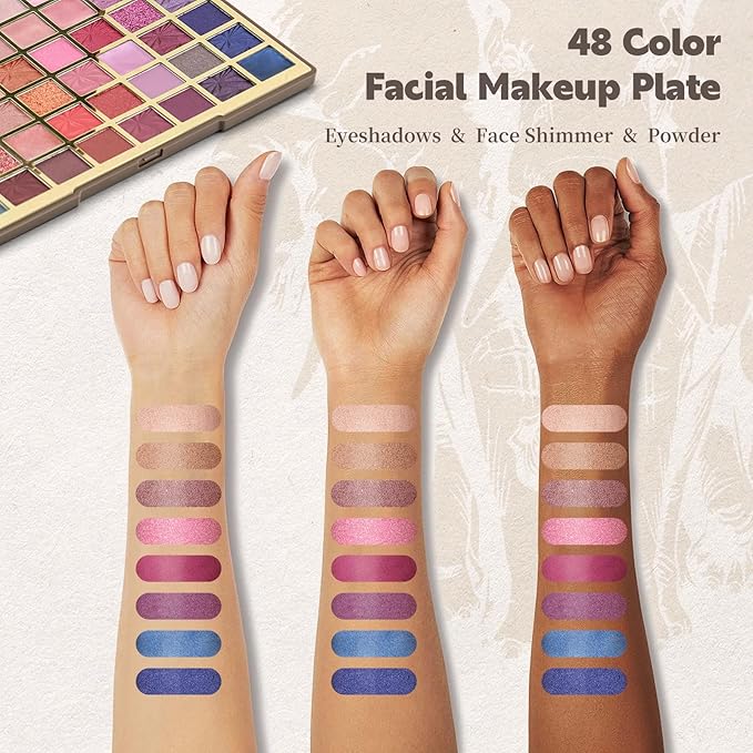 Color Nymph 48 Color Eye Makeup Palette, Highly Pigmented Eyeshadows Palettes with Mirror, Matte Shimmer Creamy Eye Shadows, Long Lasting Blendable Color Make Up Eye Shadows Cosmetics Gift Kit