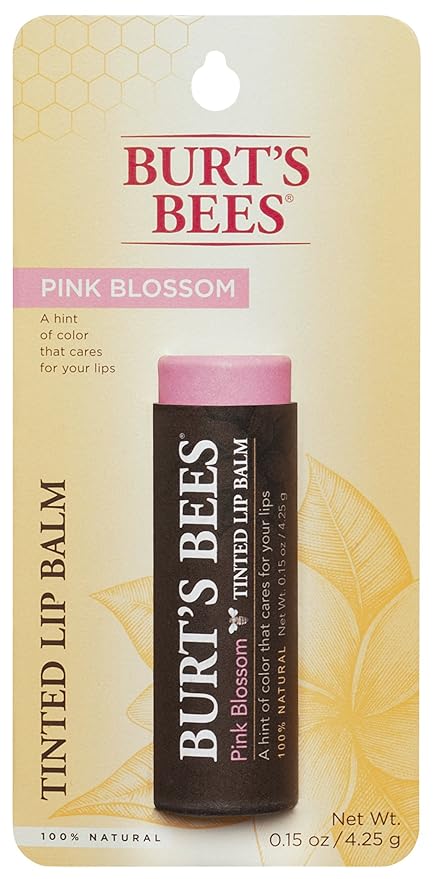 Burt's Bees 100% Natural Tinted Lip Balm, Pink Blossom with Shea Butter & Botanical Waxes – 2 Tubes