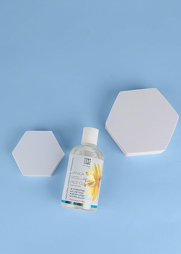 Arnica Montana Micellar Cleansing Water, Facial Cleanser & Makeup Remover, Suitable for All Skin Types, Use for Natural Lymphatic Drainage, Reduces Face Puffiness, Daily Skin Care, 8 Fl Oz