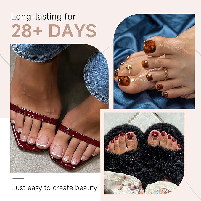 UNA GELLA Toe Nail Tips 312 Pcs Square Round Full Cover Fake Toe Nails Press On Clear 15 Sizes Pre-shape Soft Gel Toe Nail Tips Double Matte Acrylic Toenails for Nail Extensions DIY Home Nail Salon