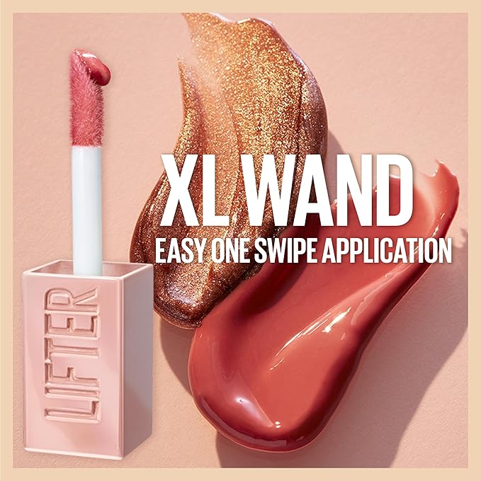 Maybelline Lifter Gloss, Hydrating Lip Gloss with Hyaluronic Acid, High Shine for Plumper Looking Lips, Silk, Warm Mauve Neutral, 0.18 Ounce