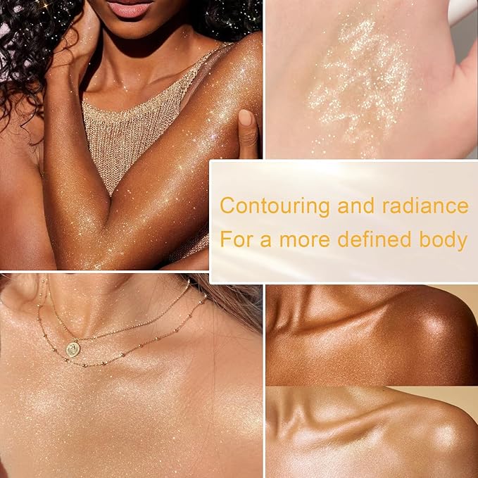 Body Glow Oil, SPF 45 PA+++, Sunscreen Body Oil with Gold Mica, Moisturizing Coconut with Vitamin E, Glow Moisturizer, Lightweight, Water Resistant, 3.72 fl oz,GOLD