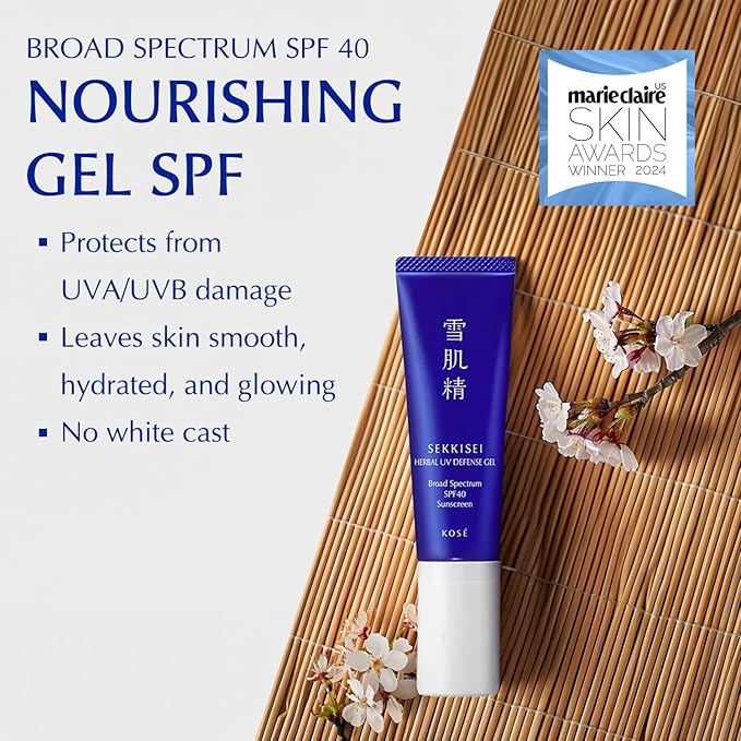 SEKKISEI Herbal UV Defense Gel for Face Broad Spectrum Sunscreen, SPF40, 1 Ounce