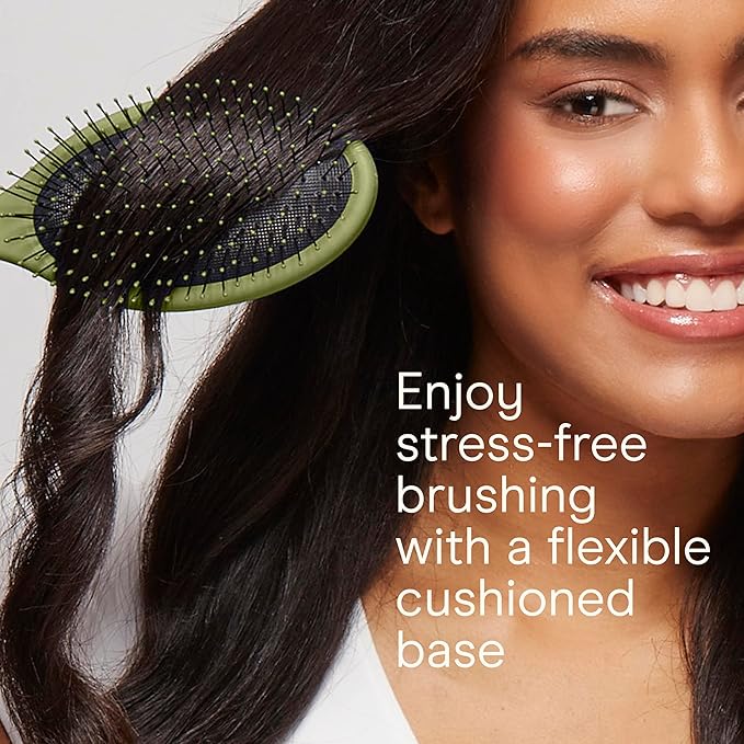 Conair Detangling Hair Brush Set, 3-Pack Detangler Brushes for Wet or Dry Hair, Gentle Detangler for All Hair Types, Bristle Hair Brushes for Women, Evergreen, Blush Pink, Black Assorted