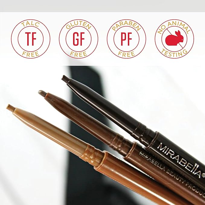 Mirabella Ultra Fine Brow Pencil, Anti-Chip Waterproof Eyebrow Pencil - Smudgeproof, Blendable & Retractable Eyebrow Pencil to Define and Fill In Brows Naturally - Auburn
