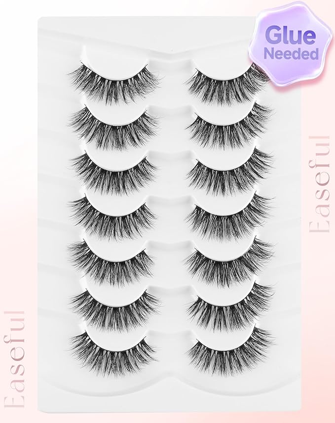 Cat Eye Lashes Volume Fluffy Mink Eyelashes Natural Wispy False Eyelashes 7 Pairs Date-289