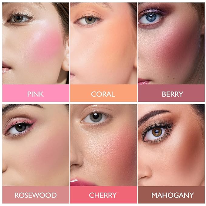 KYDA Powder Blush, Radiant Glow Face Blusher, Blendable Formula, Lasting Moisturizing, Ultra Fine Lightweight Texture, Cherry