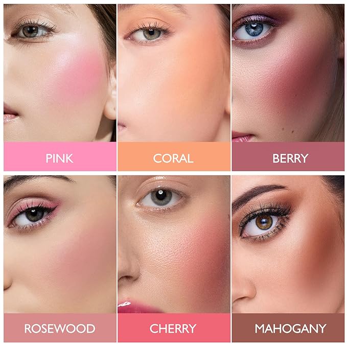 KYDA Pink Blush Powder, Make Up Pink Face Powder Face Blusher, Blendable Formula, Lasting Moisturizing, Ultra Fine Lightweight Texture