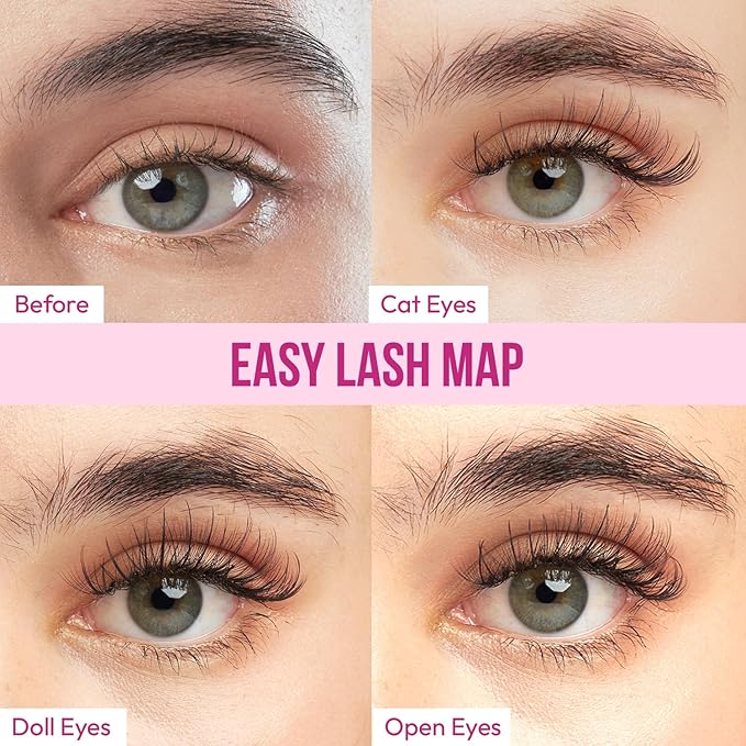 DIY Wispy Individual Lash Clusters 96pcs 20D CC Curl 0.07 9-16mm Mixed Lengths - Eyelash Clusters Wispy Volume Natural Look Eyelash Extension at Home by Eyesy Lash