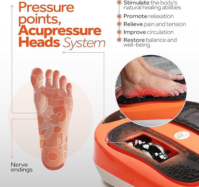 Power Legs Electric Foot Massager Machine with Remote Control, Adjustable Speed, Vibration - Calf Massager - Feet Massager for Neuropathy Pain Relief, Plantar Fasciitis, Leg Blood Circulation (Orange)