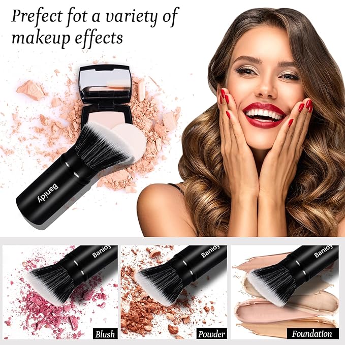 Makeup Brush, Banidy Retractable Kabuki Brush Foundation Brush for Powder Blush, Bronzer, Buffing, Liquid, Cream