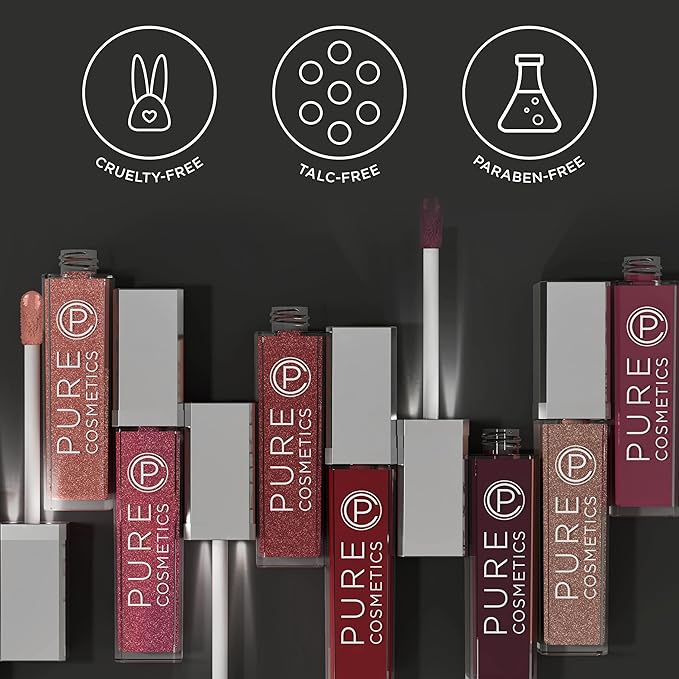 Pure Illumination Light-Up Lip Gloss with LED-Lit Applicator Brush + Side Mirror, Non-Sticky, Moisturizing Hydrating Lip Glosses with Lanolin, Jojoba Oil, & Vitamin E, Charmed