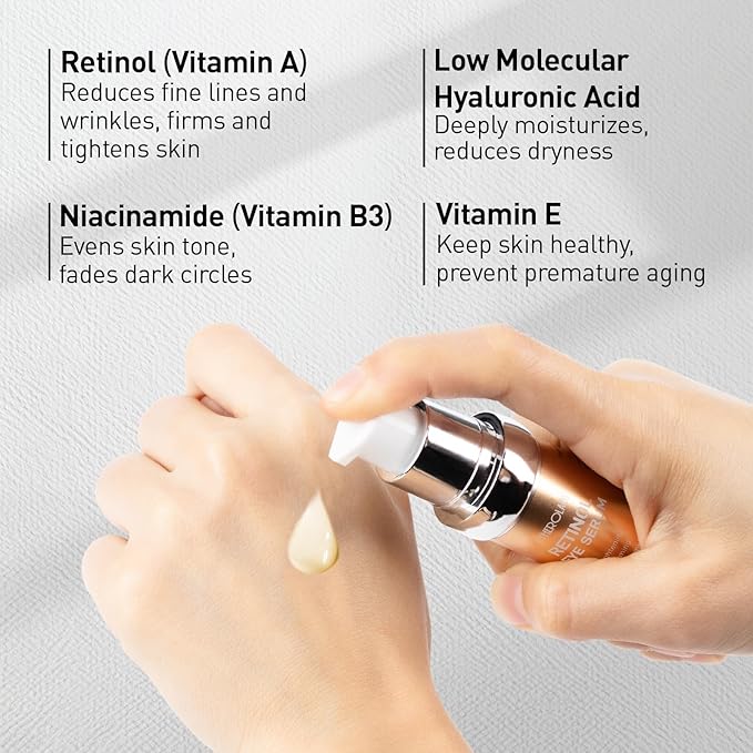 Retinol Eye Cream for Anti-Aging & Wrinkles – Firming, Hydrating & Repairing Eye Serum with Niacinamide, Hyaluronic Acid, Vitamin E & Bifida Ferment Lysate, 0.7 Fl Oz (Pack of 2)
