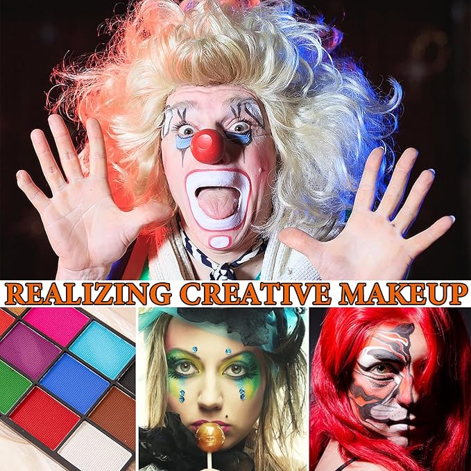 15 Colors Bruise Wheel for Special Effects,Halloween Face Body Paint SFX Makeup,Light Green Witch Zombie Gamora Face Body Paint Oil Based Cosplay Theatrical Halloween Makeup Kit A