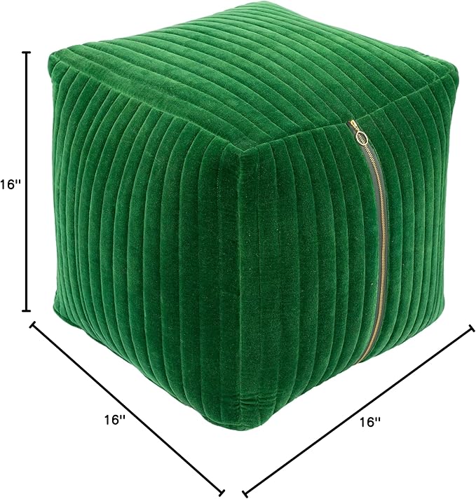Mark&Day Pouf Ottoman, Rubbach Modern Dark Green Cube Pouf Foot Rest for Living Room, Bedroom and Boho Home Decor (16"x16"x16")