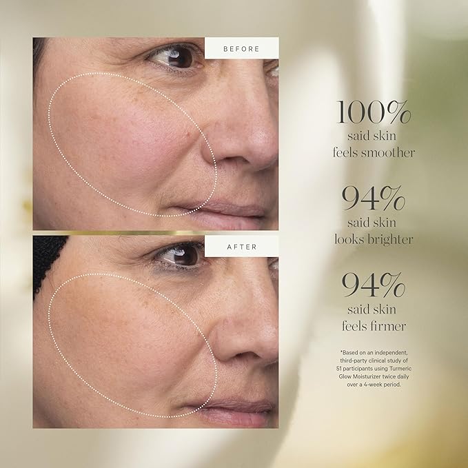 KORA Organics Turmeric Glow Moisturizer, Hydrate and Illuminate, Certified Organic, Cruelty Free, Refillable, 1.69 fl oz