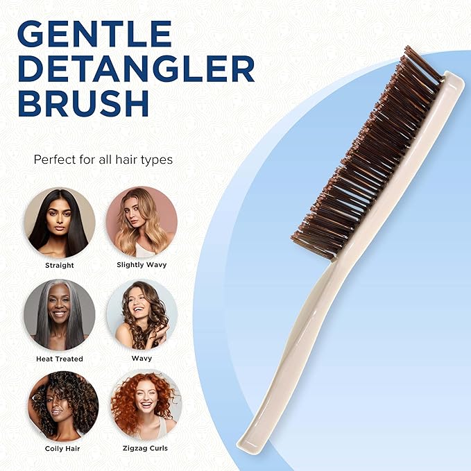 Giorgio GIO2IVY Ivory 6.25 inch Gentle Touch Detangler Hair Brush for Men Women and Kids. Soft Bristles for Sensitive Scalp. Wet and Dry for all Hair Types. Scalp Massager Brush Stimulate Hair Growth