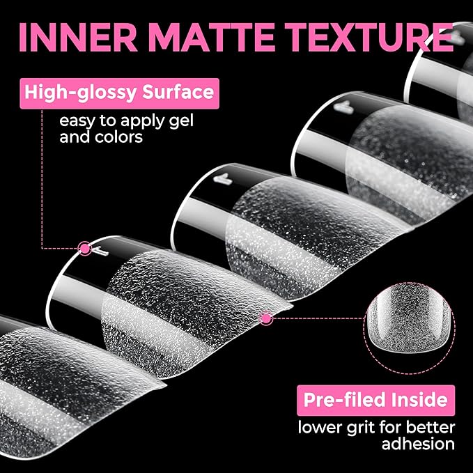 UNA GELLA Extra Short Square Nail Tips XS 216pcs Pre-shape Extra Short Square Press on Nails Gel Tips Full Cover Acrylic Nails False Nails For DIY Salon 12 Sizes