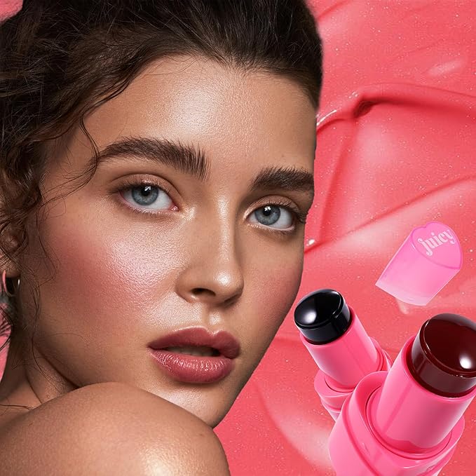 Water Jelly Tint Blush, 3-In-1 Multi-Use Blush Cream Blush Stick for Eyes, Cheeks & Lips, Hydrating & Bouncy Jelly Texture, Blends Perfect for Skin Portable Multipurpose Long Lasting Waterproof(05, s)