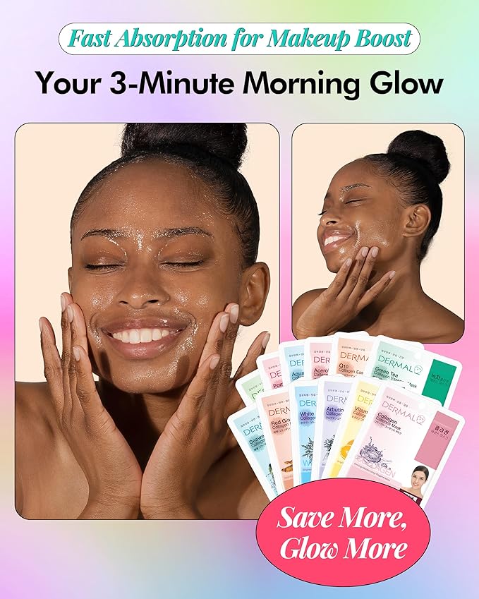 DERMAL 24 Combo Pack Made in Korea Facial Mask – 20+ Years of K-Beauty Experience, Premium Quality Korean Sheet Masks for Daily Skincare Routine