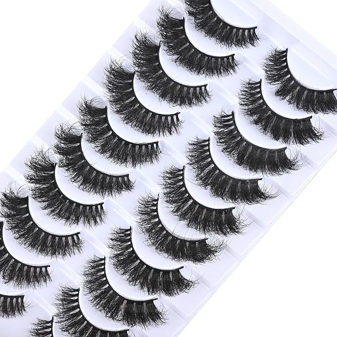 FARRED Short Lashes Fluffy Wispy Eyelashes Natural Mink Curly Lash that Looks Like Extensions 16mm Dramatic Russian Cat Eye Lashes Pack Small Curled Pestañas