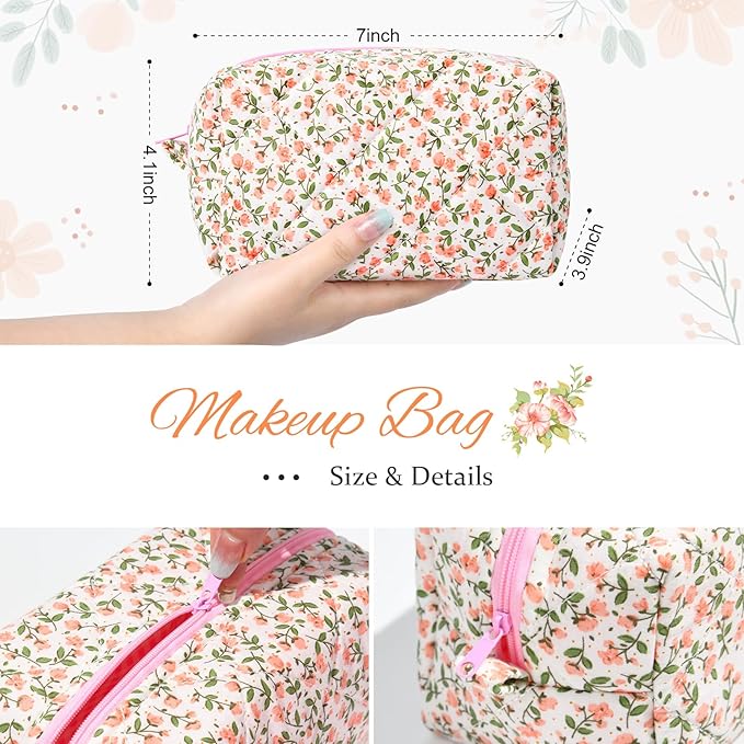 Soidram quilted makeup bag floral