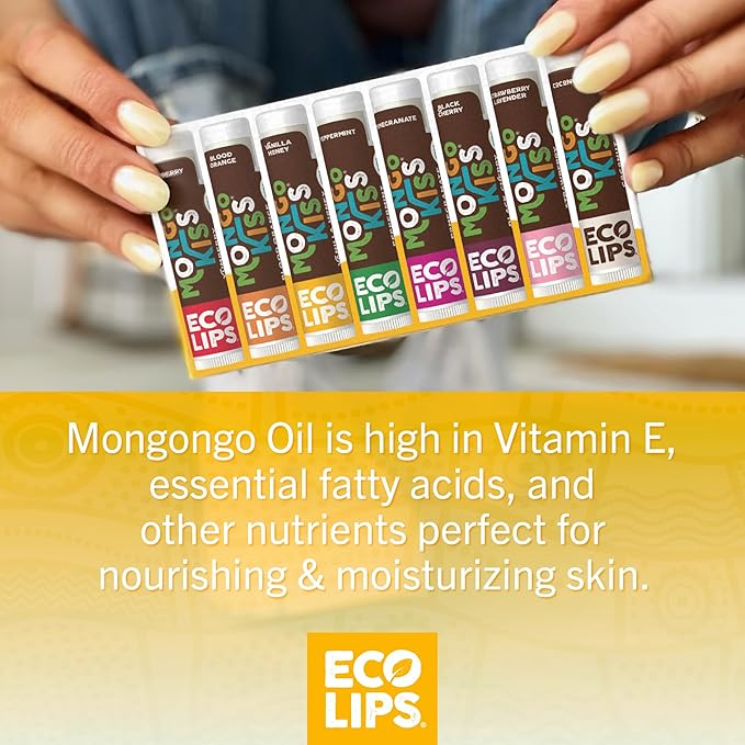 Mongo Kiss USDA Organic Lip Balm Set 8-pack (0.15 oz. each) with Mongongo Oil & Cocoa Butter to Moisturize Chapped Lips | Made in USA by Eco Lips - Peppermint