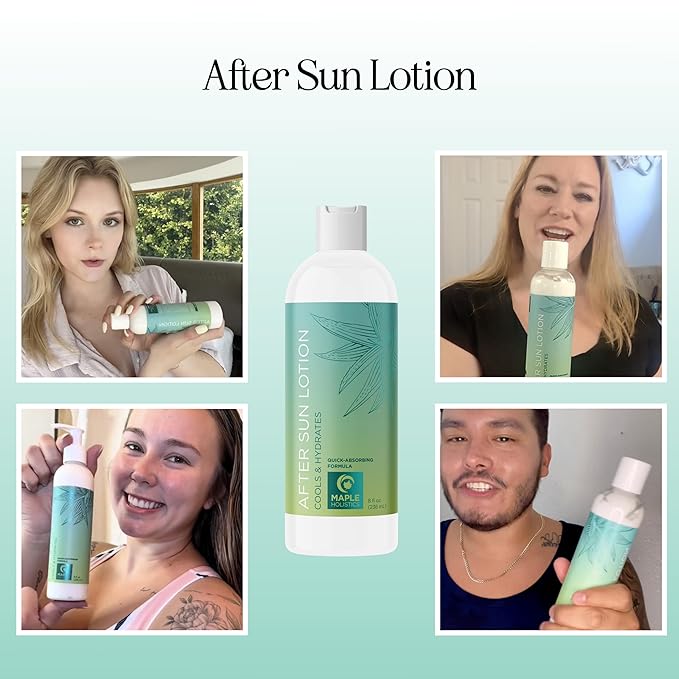 After Sun Lotion with Aloe Vera - Ultra Cooling Aloe Vera Lotion for Sunburn Hydration with Cocoa Butter & Rosehip Oil - Hydrating Aloe Lotion After Sun Moisturizer for Dry Skin with Hyaluronic Acid