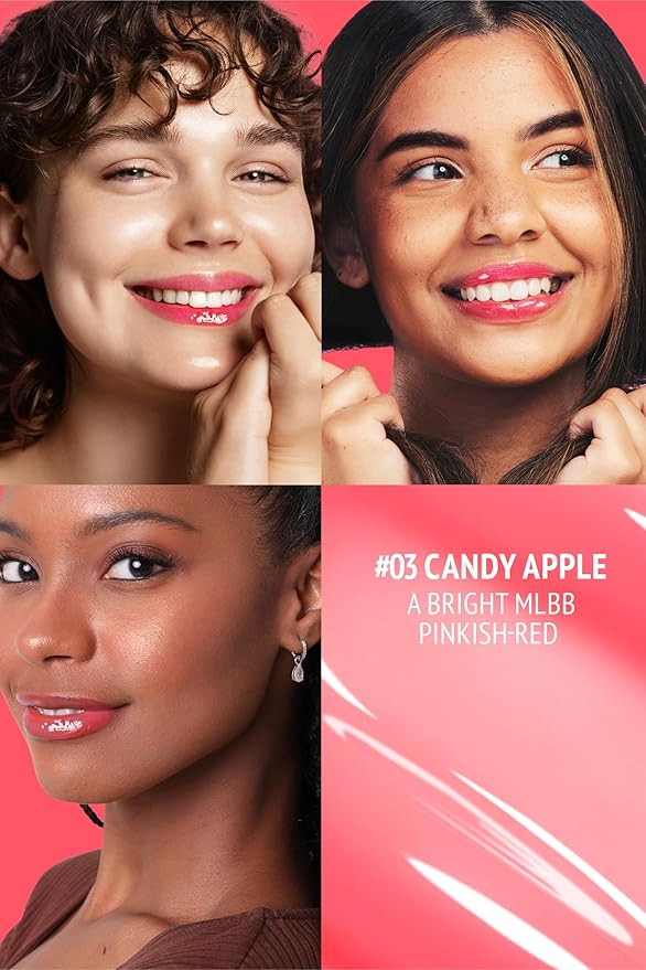 Veganize Collagen Lip Glass Balm | Hydrating Lip Balm in 9 Vibrant Colors | Moisturizing Lip Care Infused with Collagen Jelly Magic | No Animal Trial Lip Balm 0.06 oz (No. 3 Candy Apple)