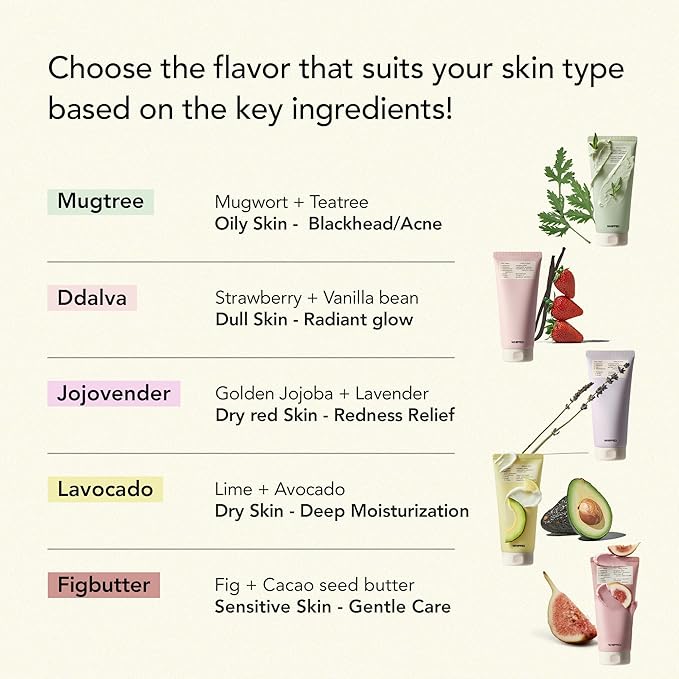 Whipped Korean Skincare Face Wash, Hydrating Vegan Facial Cleanser for Dry Skin with Niacinamide, Hyaluronic Acid, Ceramide, Strawberry & Vanilla, Cleanser for Sensitive Skin