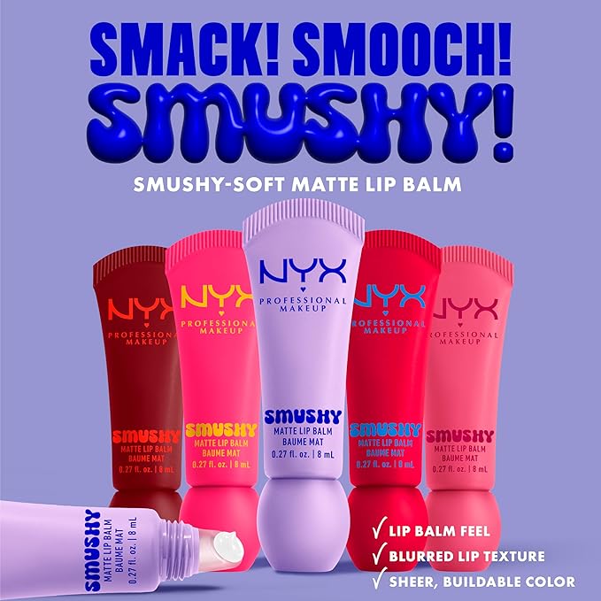 NYX PROFESSIONAL MAKEUP Smushy Matte Lip Balm, Tinted Lip Moisturizer with Soft, Matte Finish - She's Serving (Fuchsia)