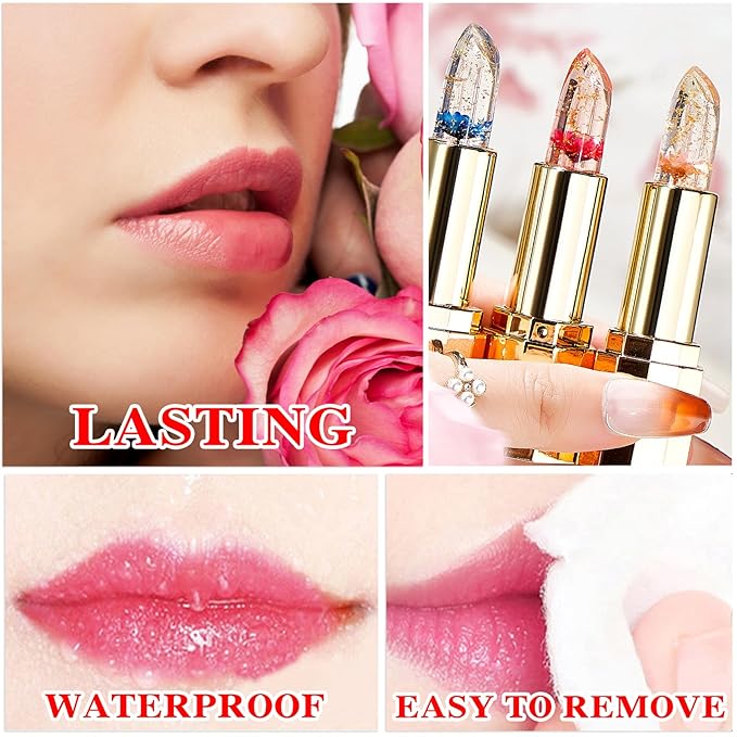 2 Pcs Temperature Color Change Lipstick,PH Magic Temperature Color Changing Lipstick,Lip Gloss,Long Wear Nutritious Tinted Lip Balm,Moisturizing Lip Stick Makeup Set F