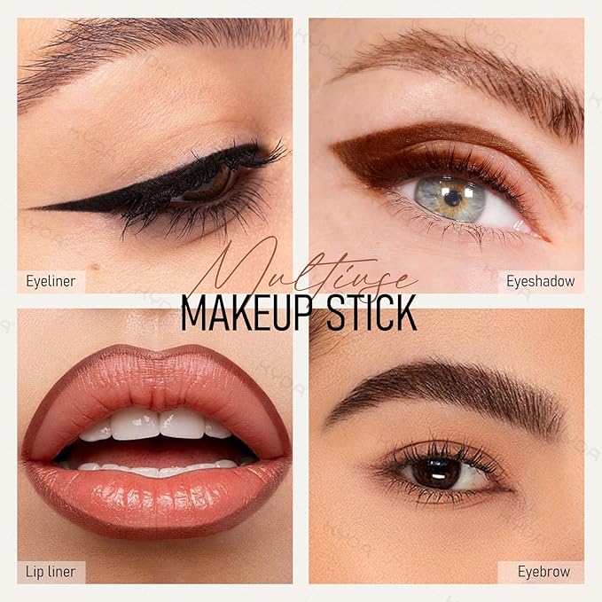 KYDA 2 Pcs Black Gel Eyeliner, Natural Black Eyeliner Cream for Older Women, Waterline Matte Eye Liner with Brushes, Waterproof Smudge Proof Smoky Eyeshadow, Multiuse Eyes Makeup Stick