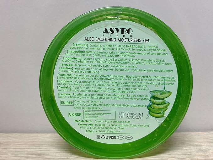300x2 ML Natural Aloe Vera Gel -Organic Moisturizing Aloe Vera, Soothing and Hydrating, Sunburn and Scar Repair, After Sun Care for Face Body Hair