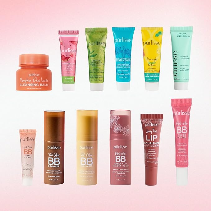 pürlisse 12 Days of Glow Advent Calendar Gift Set - Limited Edition Beauty & Skin Care Set - Gentle Formulas for Sensitive Skin - Travel-Friendly Sizes (12 Pieces)