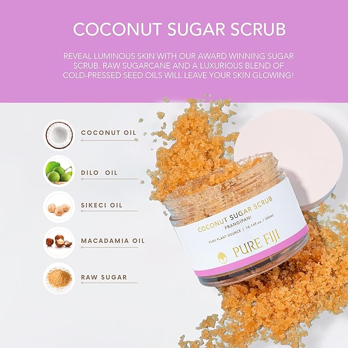 Pure Fiji Coconut Sugar Body Scrub, Frangipani (10.14 Oz /300ml)