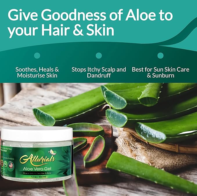 100% Pure & Organic Aloe Vera Gel, Clinically tested & Dermatologist approved, Hydrates & Heals Dry & Damaged Skin & Hair- 12 Oz