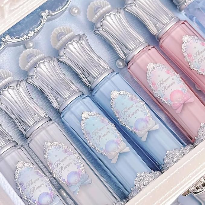 Flower Knows Shell's Jewel Nourishing Lip Glaze,Hydrating Lip Gloss with Hyaluronic,Moisturizing Plumping Oil,Non-Sticky Formula,0.16 fl.oz(P05 Shell Heart)