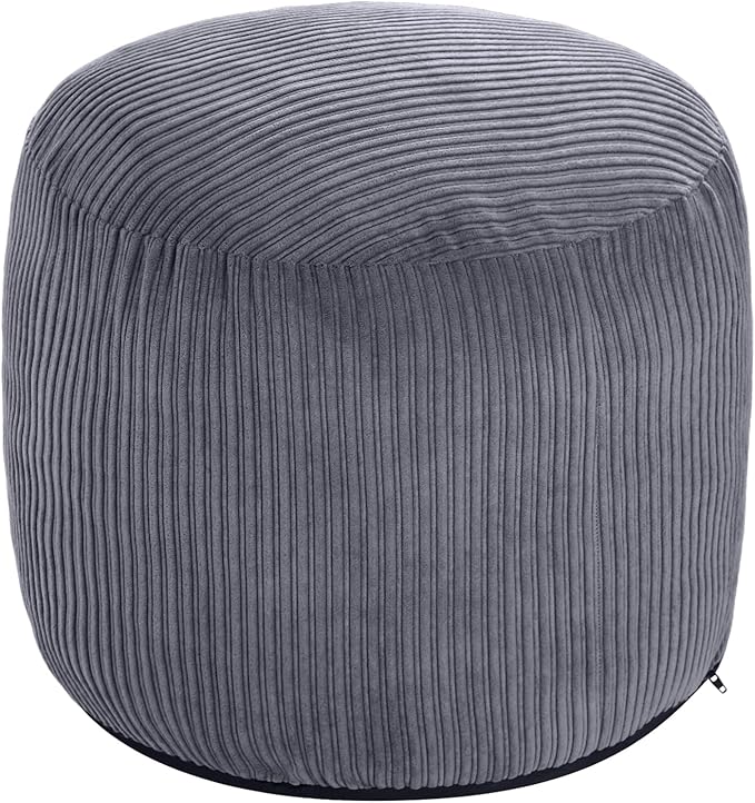 Pouf Ottoman Foot Stools Ottoman with Foam Small Corduroy Ottomans for Living Room Ottomans Pouf 20x15 Floor Poufs Foot Rest for Office Chair Dark Grey Foot Stool Small