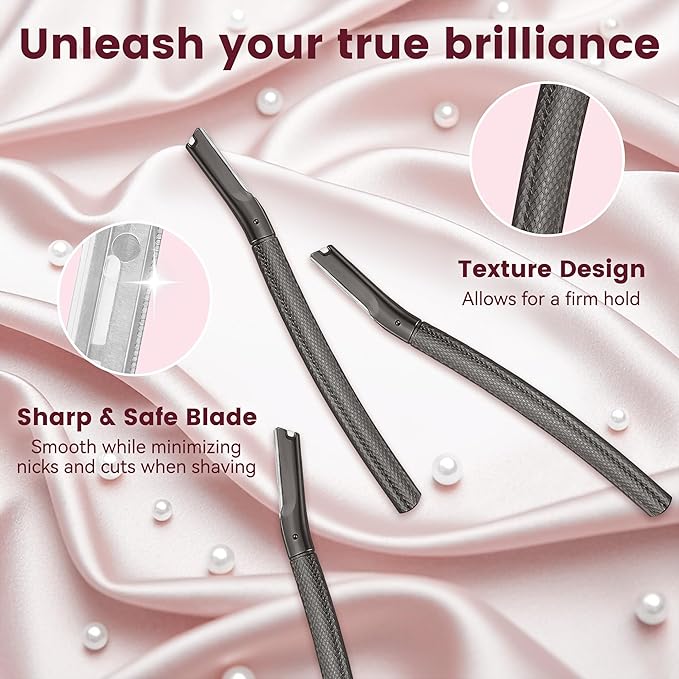 Eyebrow Razor with 12 Blades, Face Razors for Women and Men,Dermaplane Razor for Women Face, Facial Hair Removal for & Eyebrow Hair Removal - Black