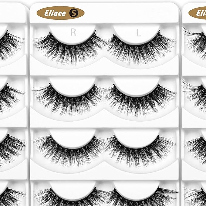 Eliace False Eyelashes Natural look Cat Eye Lashes Wispy Strips,15 Pairs, 3D Mink Lashes Fake Eyelashes Volume Fluffy Thin Soft Band Comfortable Long Thick Dramatic Cross Eyelash Reusable, Lexie Style