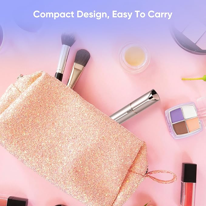 Facial Hair Remover for Women, Painless Womens Facial Hair Remover with 2 Replacement Heads, Lipstick-Sized, USB Rechargeable, Facial Hair Remover for Upper Lip,Chin,Peach Fuzz,Mustache