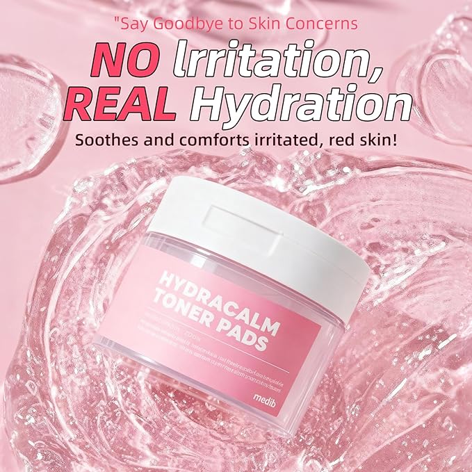 MEDB Hydracalm Toner Pads - 60 Counts Exfoliating Face Pads with BHA & PHA for Acne & Breakouts, 40% Centella Asiatica for Sensitive Skin, Hydrating, Alcohol-Free, Korean Skin Care