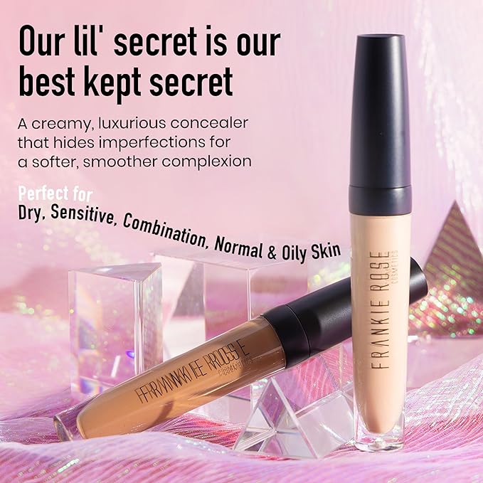 Frankie Rose Cosmetics Our Lil’ Secret Concealer - Full, Long Lasting Coverage for Dark Circles and Fine Lines - Easy to Blend - Soft, Smooth Complexion - Truffle