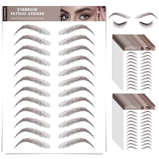 20 Sheets 240 Pairs Eyebrow Tattoo Sticker Waterproof 4D Hair-Like Natural Fake Tattoo Eyebrows Transfers Stickers Peel Off Brows Grooming Shaping Sticker in Effortless Hollywood,Dark Brown