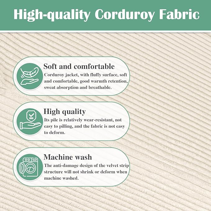 Rectangular Stuffed Pouf Ottoman with Foam Chunk Filling, Coral Fleece and Furry Fabric Design, Multi-Functional Floor Pouf for Living Room, Beige